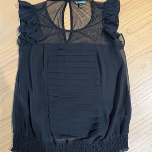 Express Black Ruffled Women's Top